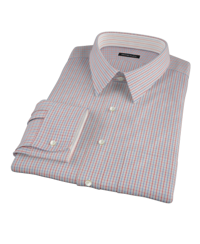Red and Blue Tattersall Twill Custom Dress Shirt 