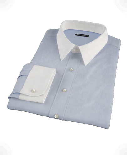 Clean Light Blue Pinpoint Fitted Dress Shirt 