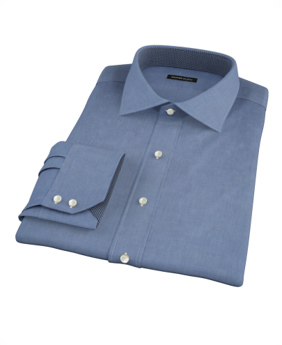 Dark Blue End on End Fitted Dress Shirt 