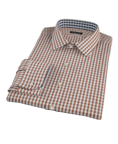 Clove Brown Gingham Custom Dress Shirt 