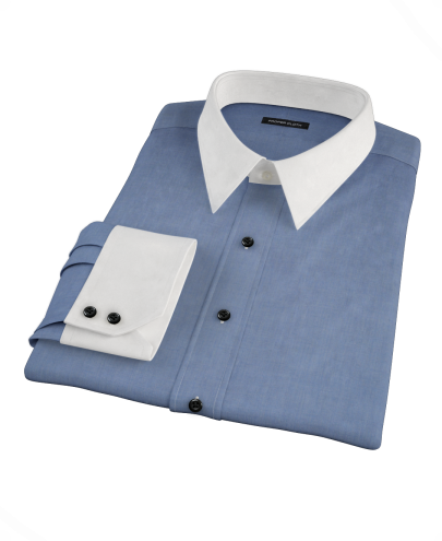 Dark Blue End on End Men's Dress Shirt 