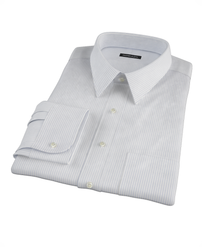 Dashed Blue Stripe Twill Custom Dress Shirt 