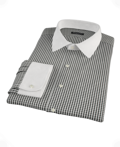 Small Black Gingham Custom Dress Shirt 
