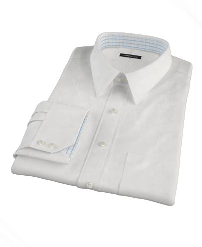 White 100s Broadcloth Fitted Dress Shirt 