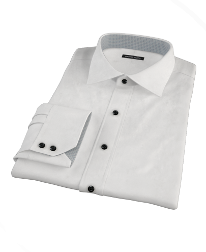 Albini White Broadcloth Custom Dress Shirt 
