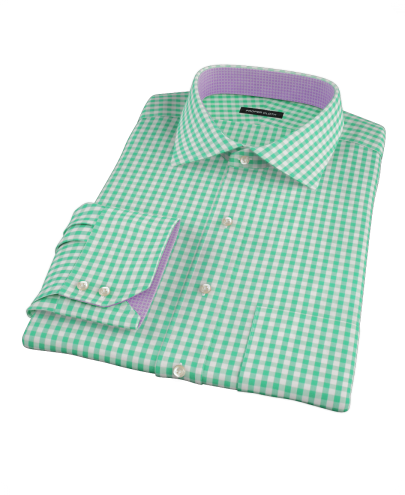 Light Green Gingham Custom Dress Shirt 