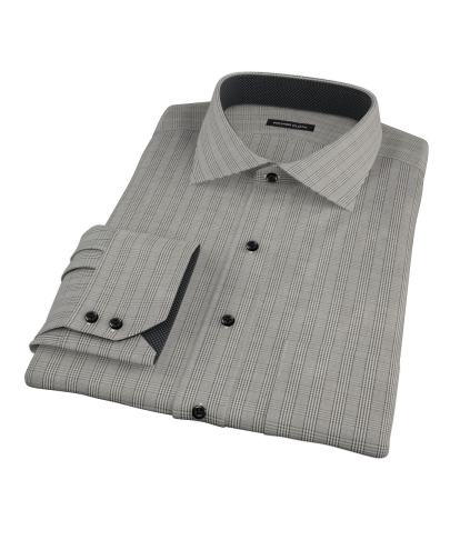 Black Glen Plaid Fitted Dress Shirt 