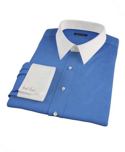 Dark Blue Broadcloth Fitted Dress Shirt 