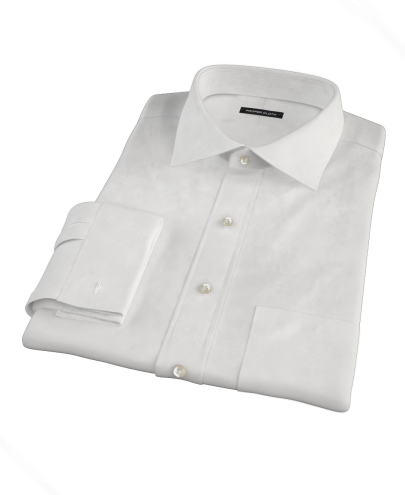 Thomas Mason White Twill Fitted Dress Shirt 