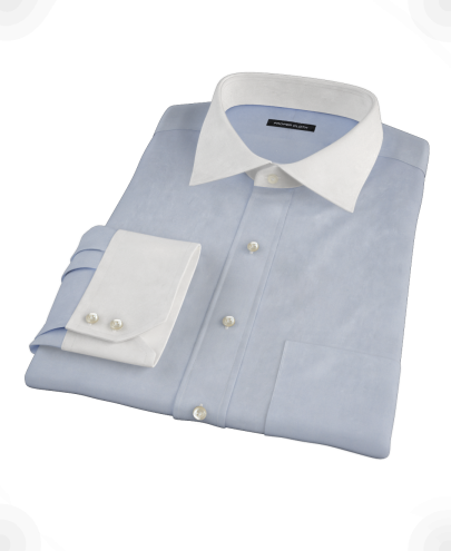 Clean Light Blue Pinpoint Men's Dress Shirt 