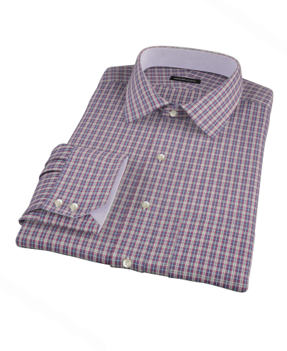 Violet Plaid Oxford Cloth Men's Dress Shirt 