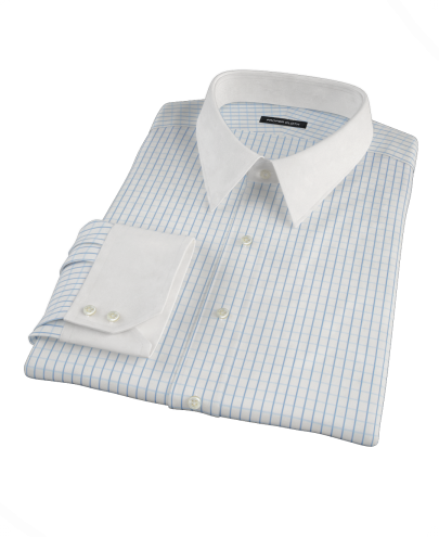 Blue Windowpane Twill Custom Dress Shirt 