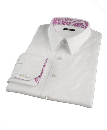 White 100s Broadcloth Fitted Dress Shirt 