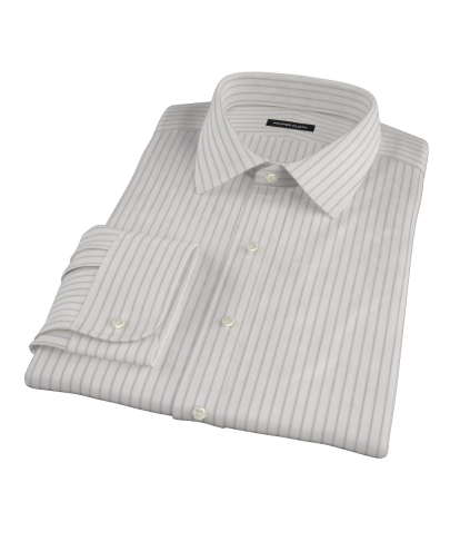 Raised White and Lavender Stripe Custom Dress Shirt 