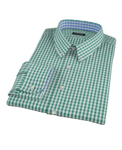 Veridian Green Gingham Fitted Dress Shirt 