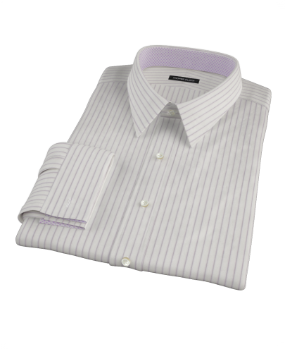 Raised White and Lavender Stripe Custom Dress Shirt 