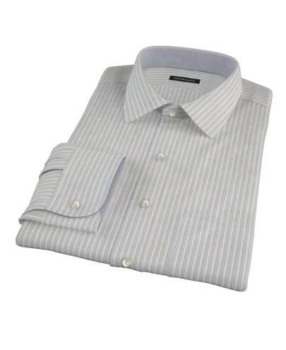 Japanese Light Blue and Gray Stripe Custom Dress Shirt 
