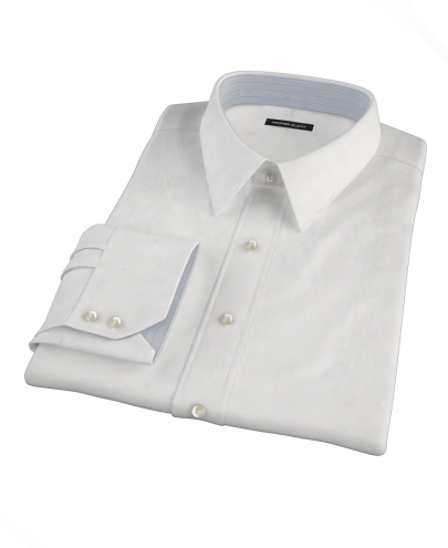 White Pinpoint Fitted Dress Shirt 
