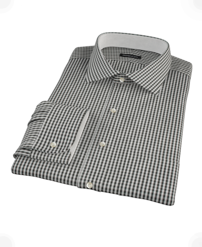 Small Black Gingham Custom Dress Shirt 
