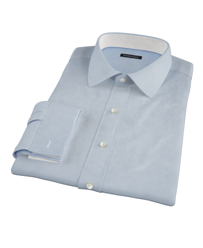 Blue Twill Fitted Dress Shirt 