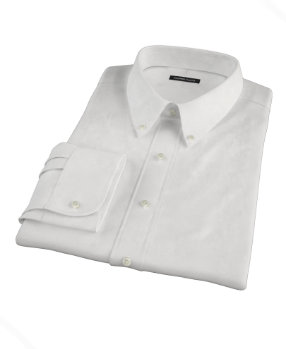 White Oxford Cloth Fitted Dress Shirt 