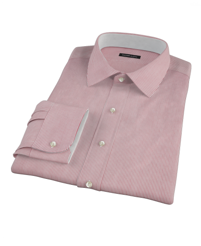 Claret Red University Stripe Men's Dress Shirt 