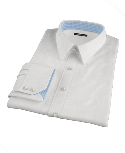 White 100s Broadcloth Fitted Dress Shirt 