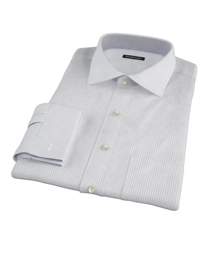 Dashed Blue Stripe Twill Men's Dress Shirt 