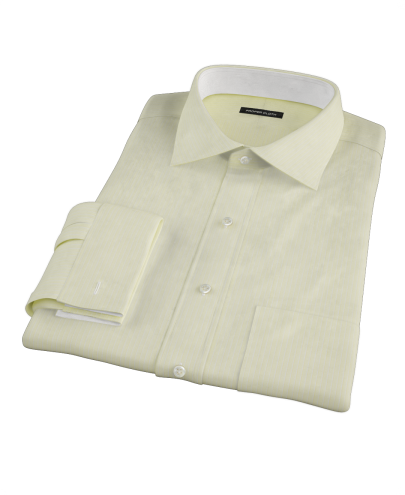 Yellow End-on-End Stripe Men's Dress Shirt 