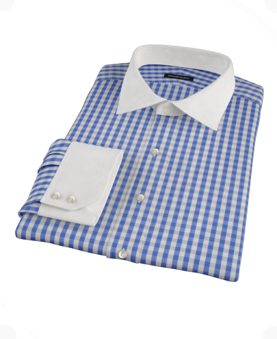 Classic Blue Gingham Custom Dress Shirt 