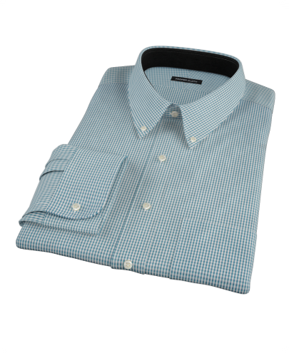 Dark Green Mini Gingham Custom Dress Shirt 