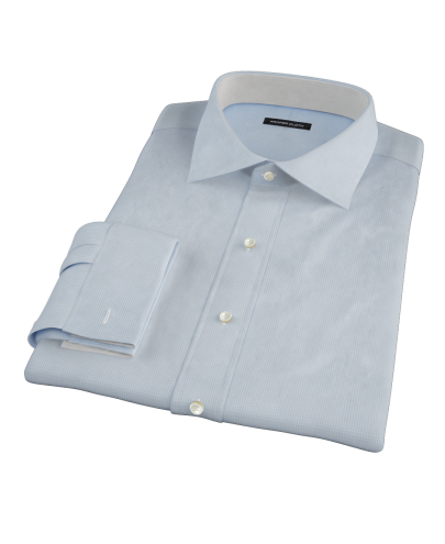 Albini Light Blue Mini Check Men's Dress Shirt 