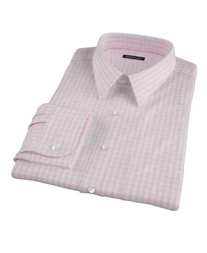Pale Pink Gingham Custom Dress Shirt 