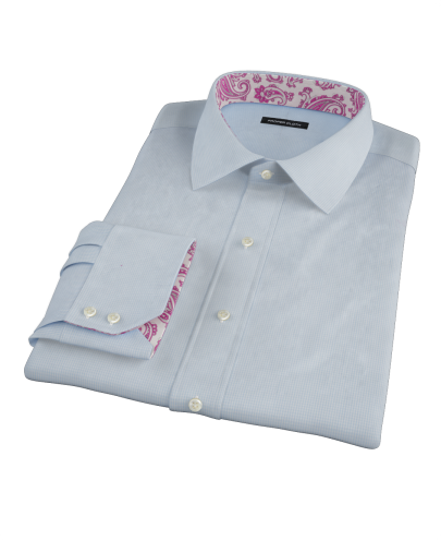 Light Blue Mini-Check Custom Dress Shirt 