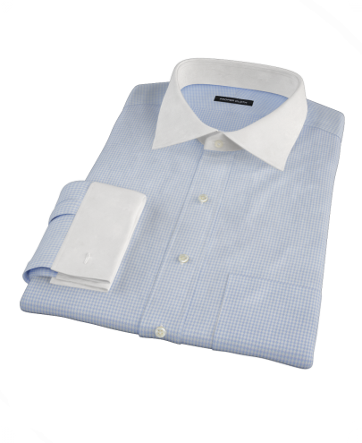 Light Blue Houndstooth Men's Dress Shirt 
