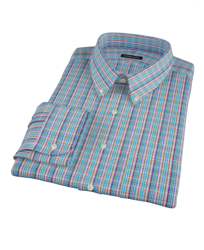 Blue and Orange Tartan Custom Dress Shirt 