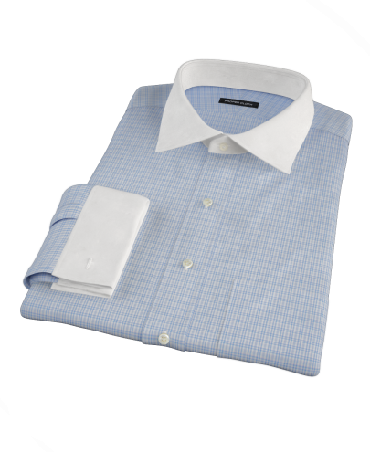 Light Blue HD Check Fitted Dress Shirt 