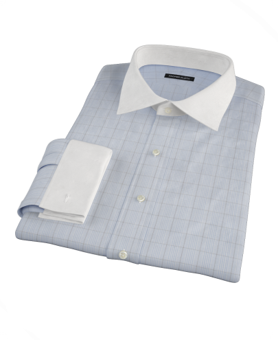 Light Blue and Black Window Grid Men's Dress Shirt 