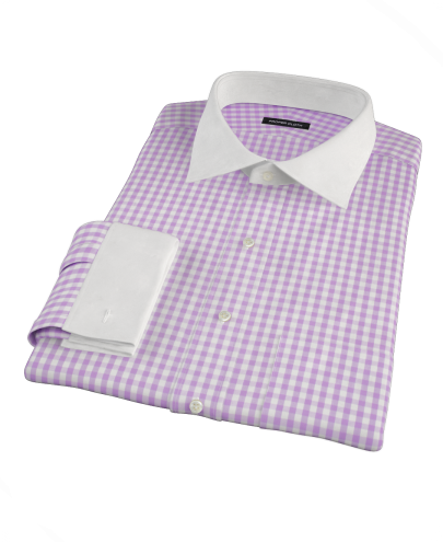 Light Purple Gingham Fitted Dress Shirt 
