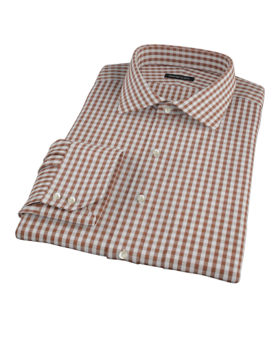 Clove Brown Gingham Fitted Dress Shirt 