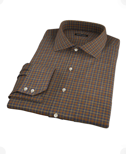 Brown Tartan Men's Dress Shirt 