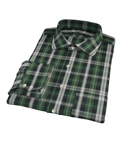 Green Navy Plaid Check Custom Dress Shirt 