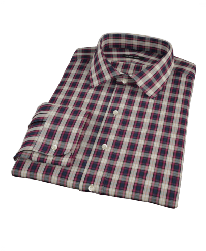 Mulberry Gold Plaid Custom Dress Shirt 