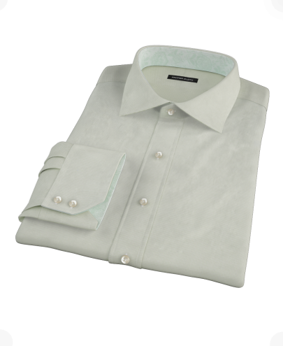 Soft Green Basketweave Custom Dress Shirt 