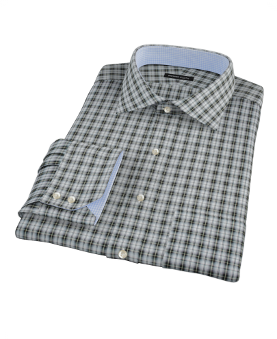 Thompson Street Gray Plaid Fitted Dress Shirt 