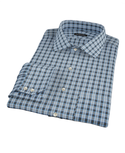 Thompson Light Blue Plaid Custom Dress Shirt 