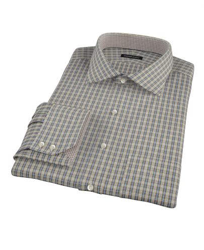 Mustard Plaid Oxford Cloth Men's Dress Shirt 