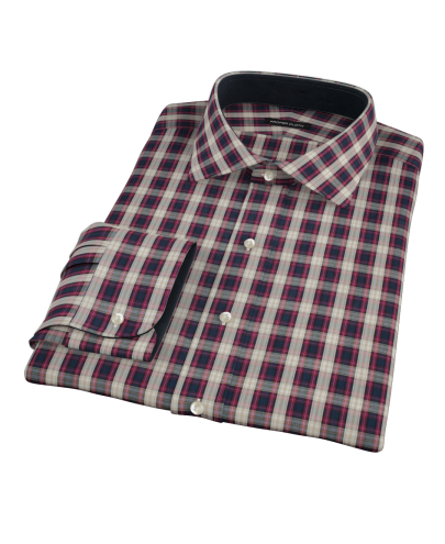 Mulberry Gold Plaid Men's Dress Shirt 