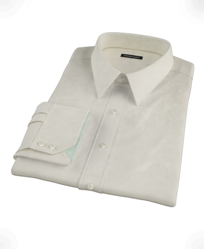 Ecru Pinpoint Fitted Dress Shirt 