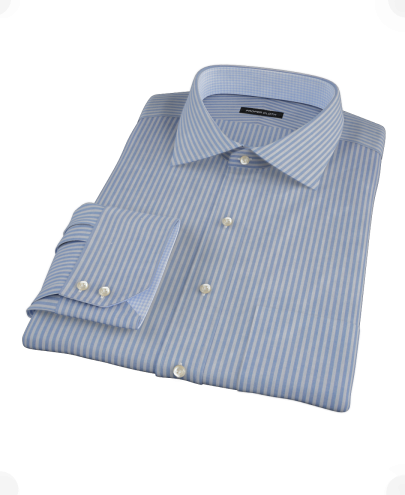 French Blue Stripe Fitted Dress Shirt 